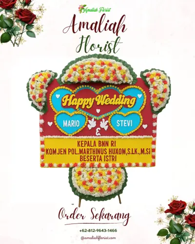 Karangan Papan Bunga Pernikahan di Jatilawang